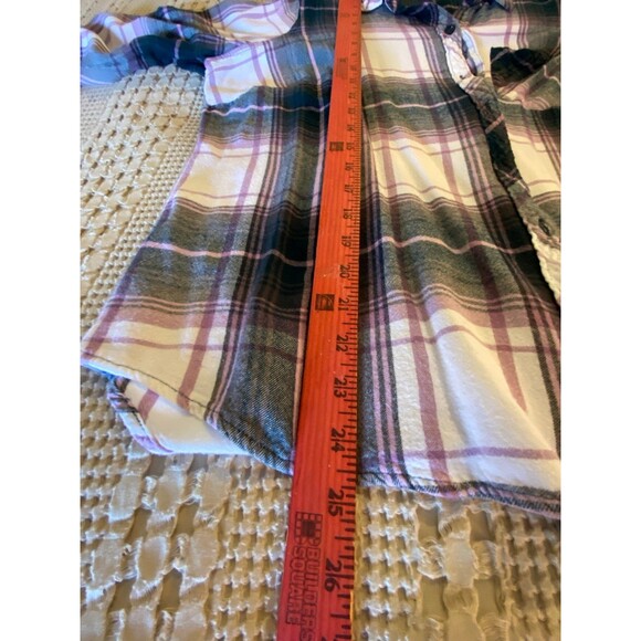 Terra & Sky Flannel Shirt Plus Size 1X Top Plaid Purple Pink Womans Button down - Picture 6 of 7
